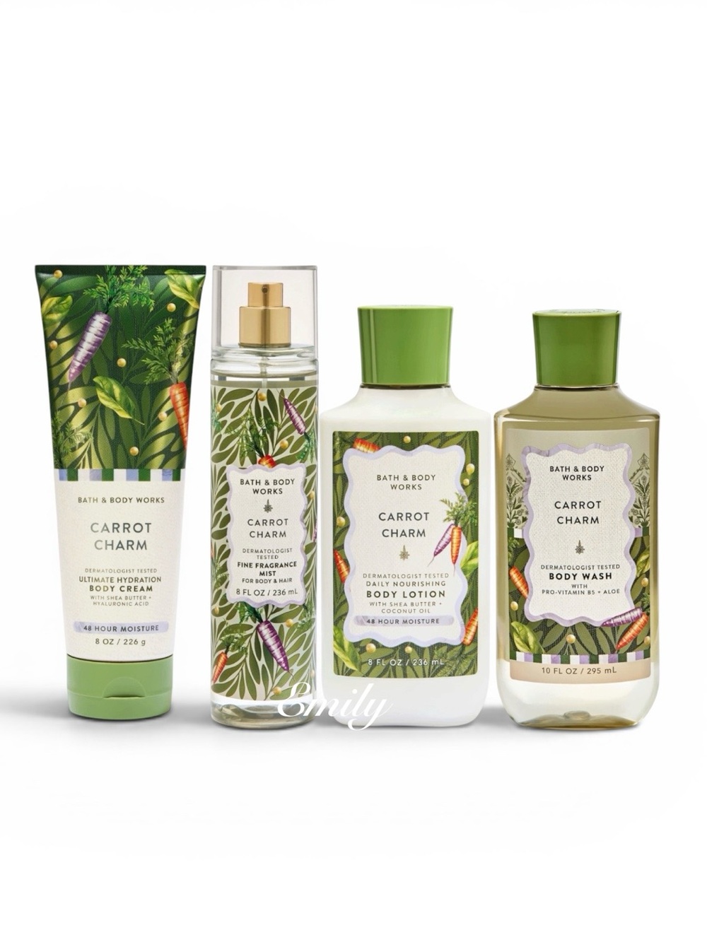 Bath & Body Works CARROT CHARM 4 Piece Body Care Collection Set Bundle